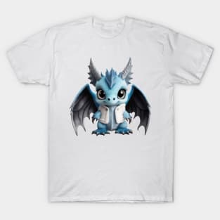 Cute Blue Baby Dragon Wearing a Warm Jacket T-Shirt